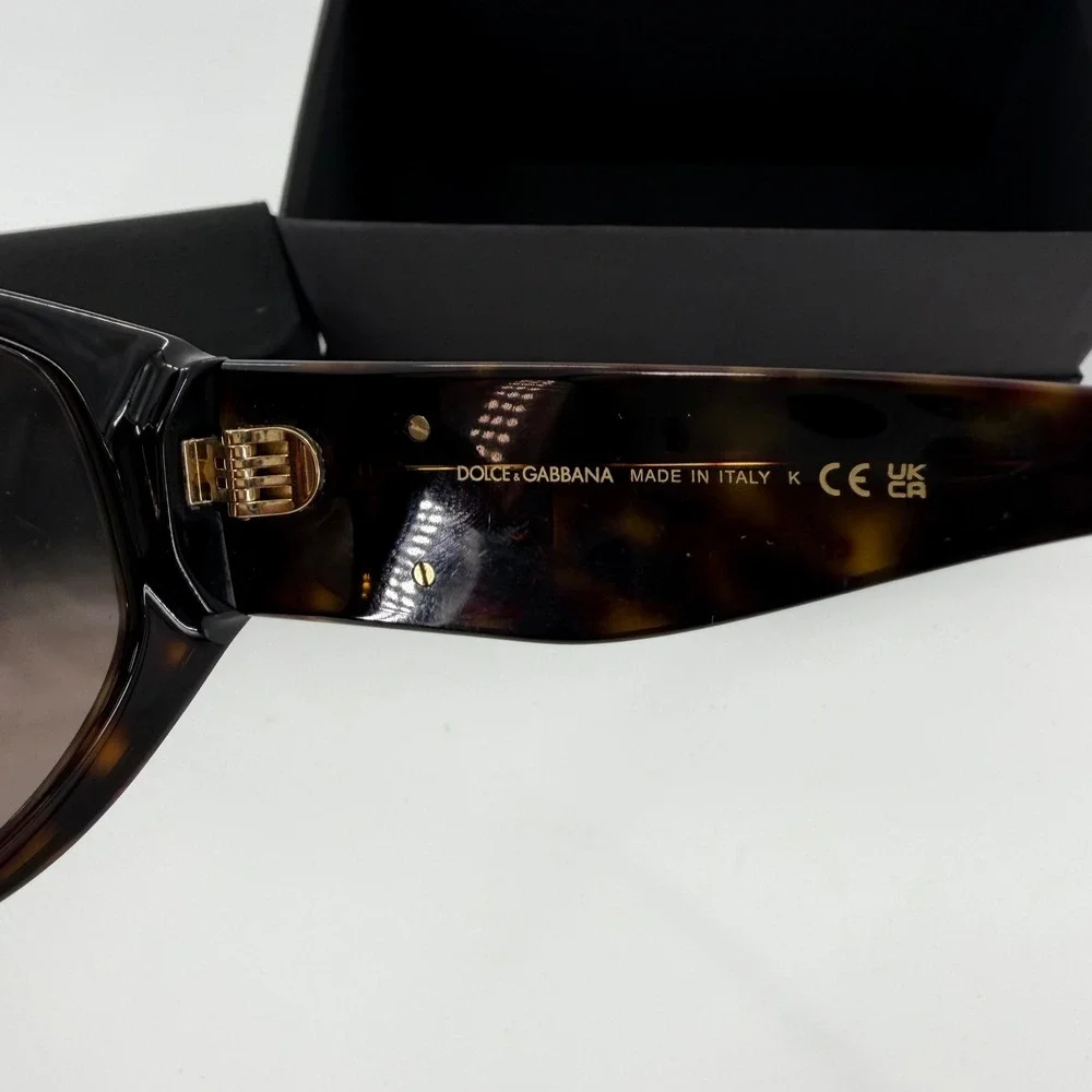 Dolce & Gabbana DG 4499 Dark Havana Tortoise Sunglasses Gold DG Logo Pilot 57mm‎
